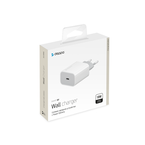 Адаптер питания USB-C, 20W, Power Delivery, белый, Deppa