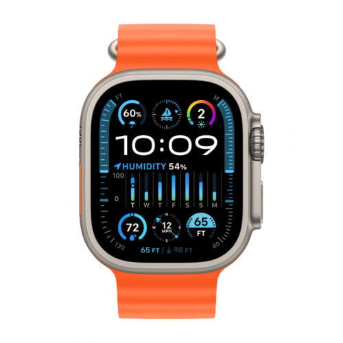 Apple Watch Ultra 2 Titanium Case with Orange Ocean Band